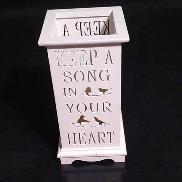 Wooden battery operated table lamp nightlight "KEEP A SONG IN YOUR HEART" DECOR - Picture 2 of 12